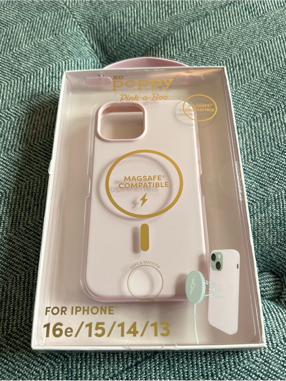 XO Poppy IPHONE case, wireless charging for 16e/15/14/13- MagSafe Pink-a-Boo